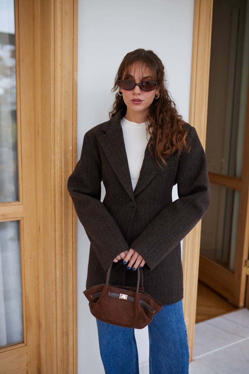 Tailored Brown Wool Blazer
